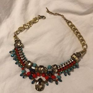 Red and blue statement necklace
